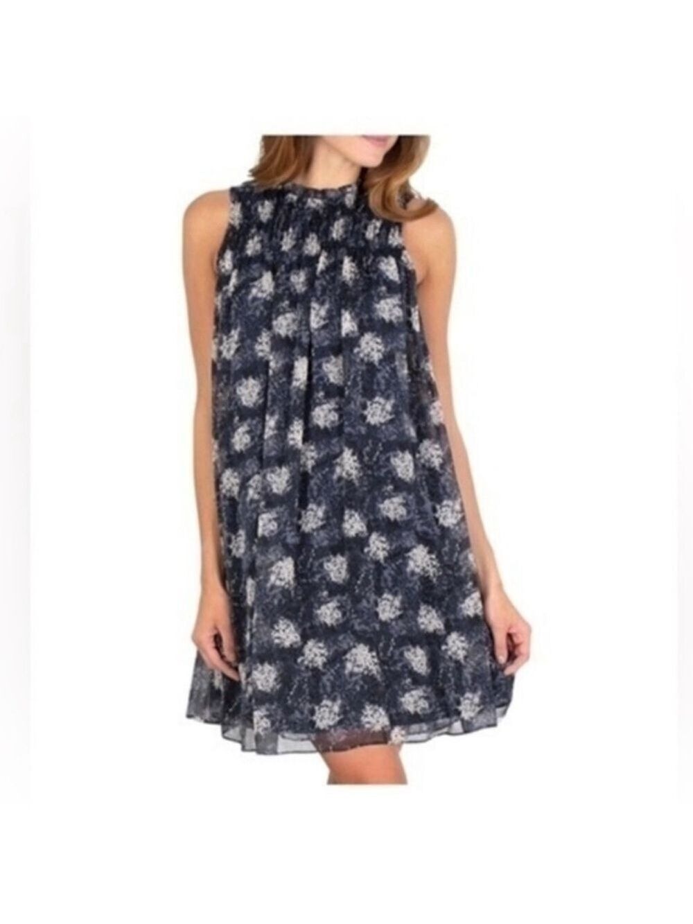 Joie Baltic Print Mini Dress Plus Size XXL
Navy Blue Black Gray Print NWT